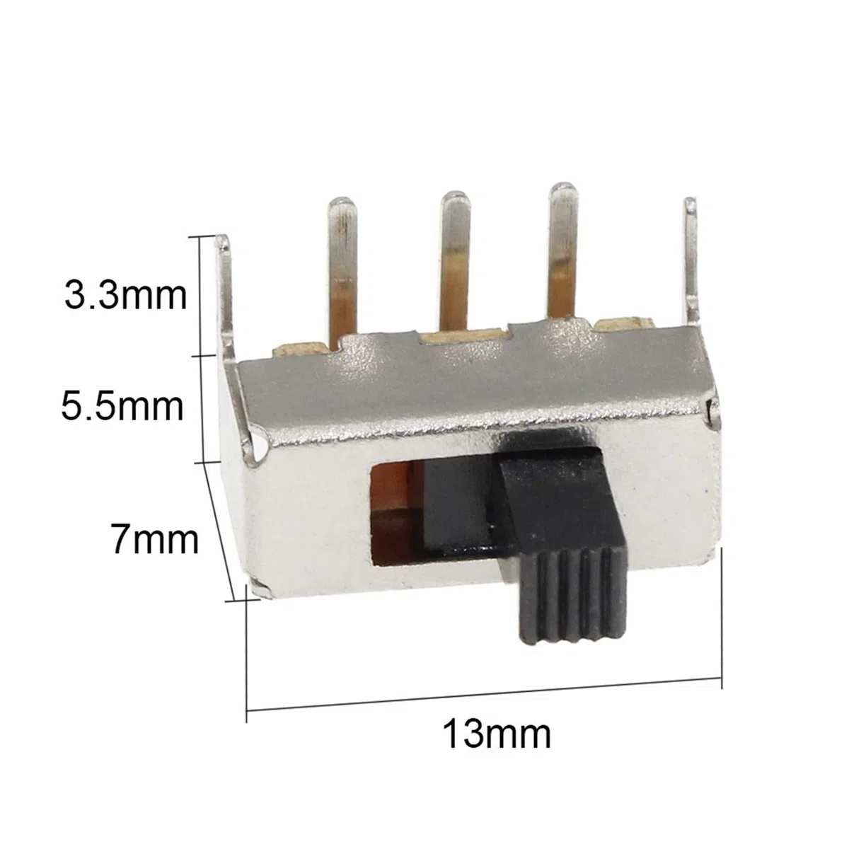 1000 pièces SS12F23 SS12F23VG5 0.5A 50V interrupteur à bascule 3PIN 1P2T 90 degrés aiguille incurvée interrupteur coulissant poignée haute 5mm