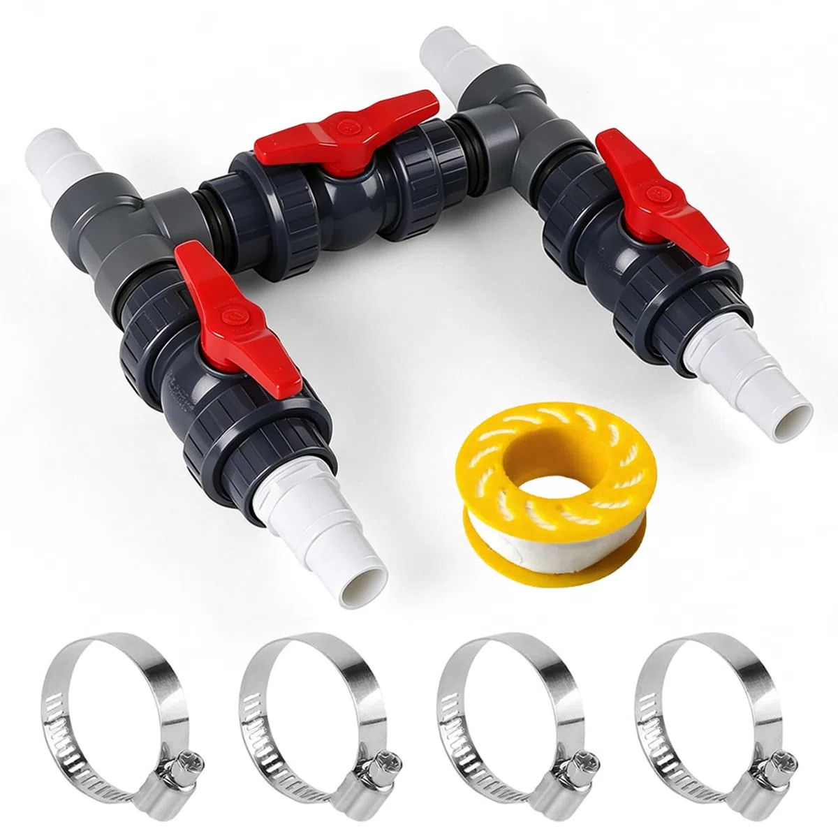 Kit de dérivation pour pompes à chaleur Ø 50 mm, kit de raccordement de piscine avec tuyaux et adaptateurs de 32 mm et 38 mm, pour chauffage de piscine, pompe à chaleur et installations