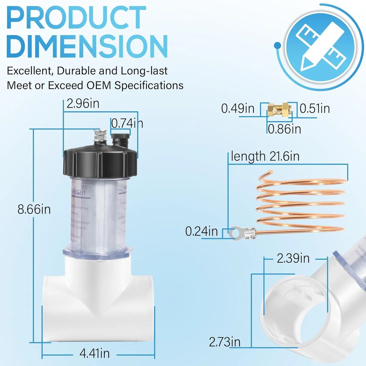 Zincpro Anode sacrificielle en ligne de 2" pour piscines d'eau salée – Protection pour pompe, chauffage et chlorinateur | Montage facile | Fenêtre de visualisation Anode en zinc (104D)