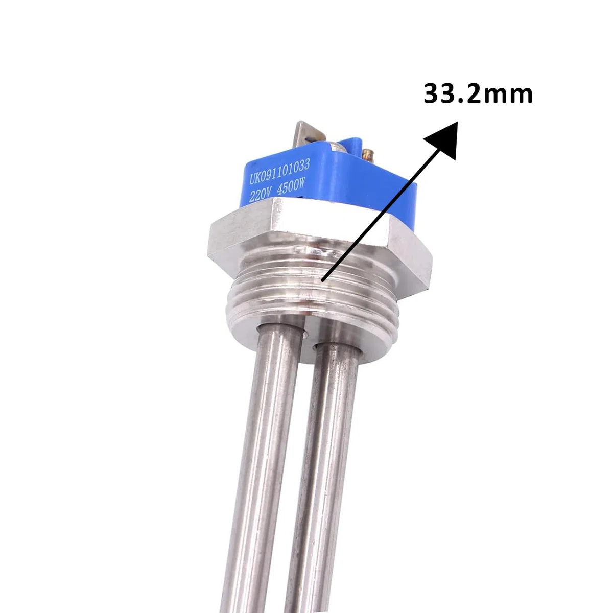Élément chauffant en acier inoxydable 240 V 4500 W 1" BSP (DN25) 33,2 mm avec anneau en silicone