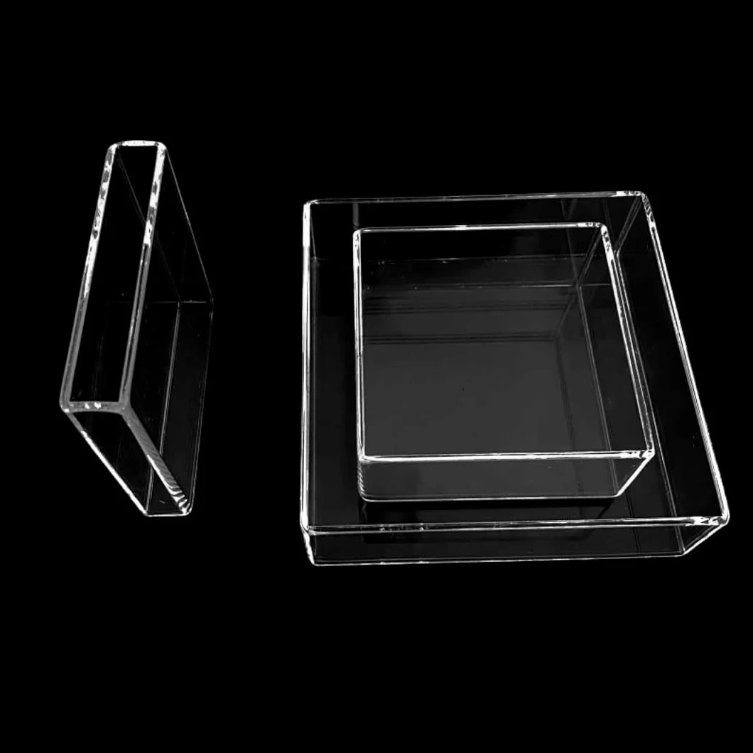 Plat carré en verre de quartz – Ensemble 1 pièce, idéal for une utilisation en laboratoire et en culture(200x200x50mm)