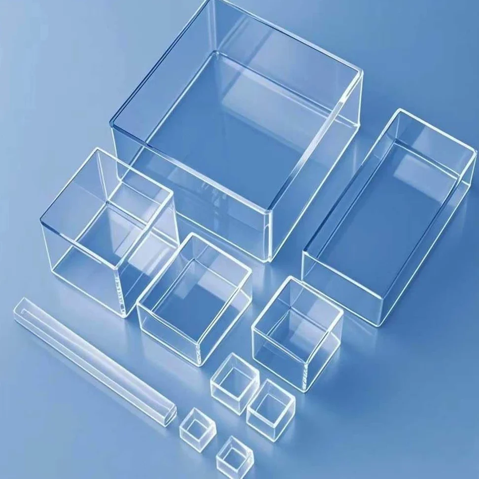 Plat carré en verre de quartz – Ensemble 1 pièce, idéal for une utilisation en laboratoire et en culture(200x200x50mm)