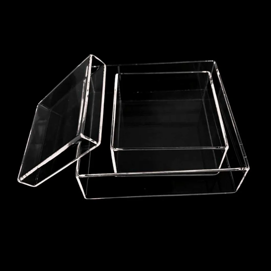 Plat carré en verre de quartz – Ensemble 1 pièce, idéal for une utilisation en laboratoire et en culture(200x200x50mm)