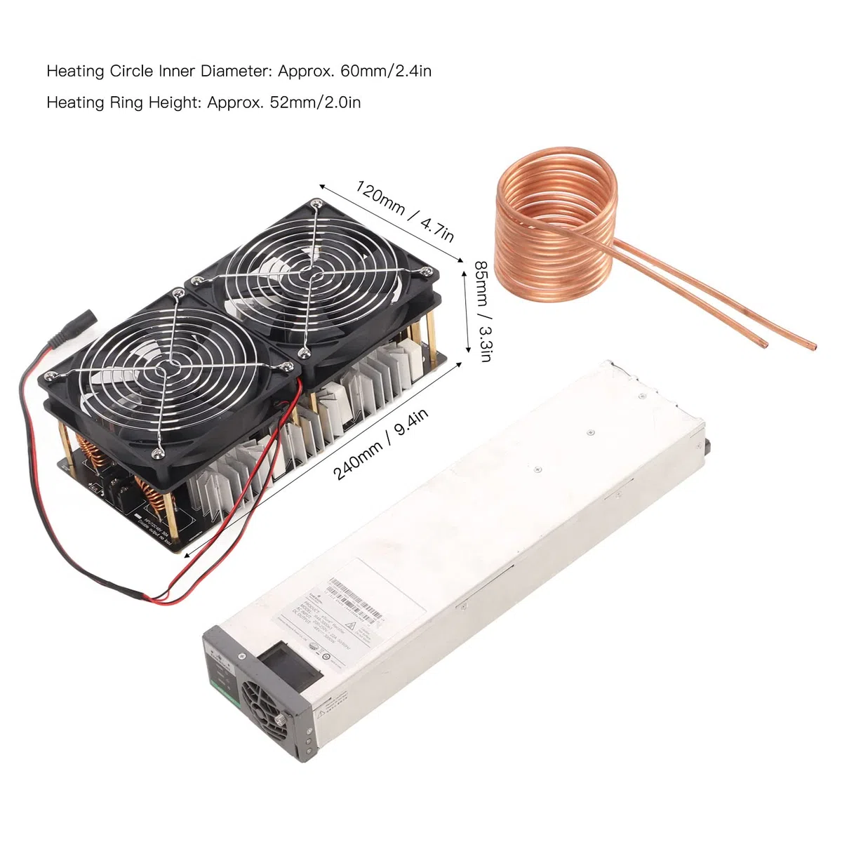 Dissipation Thermique Rapide de L'appareil de Chauffage par Induction DC12V-48V de 2500W ZVS pour Le Fer, Le Cuivre, l'or, l'argent, Le Matériel de Carte PCB en Aluminium (Prise