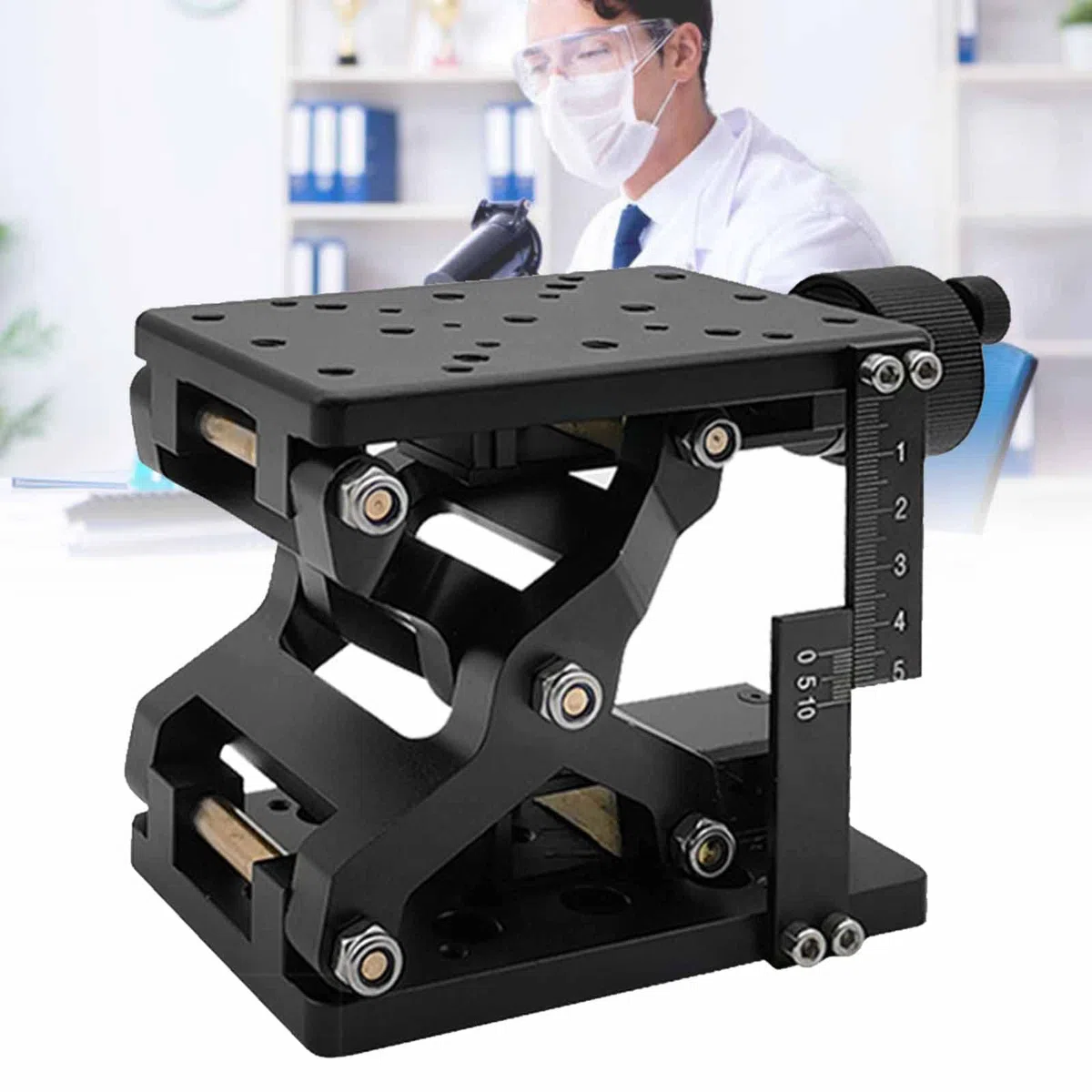 Plate-forme élévatrice manuelle, table de levage coulissante optique avec règle d'échelle, élévateur linéaire de 60 mm de haut pour un déplacement et un positionnement précis
