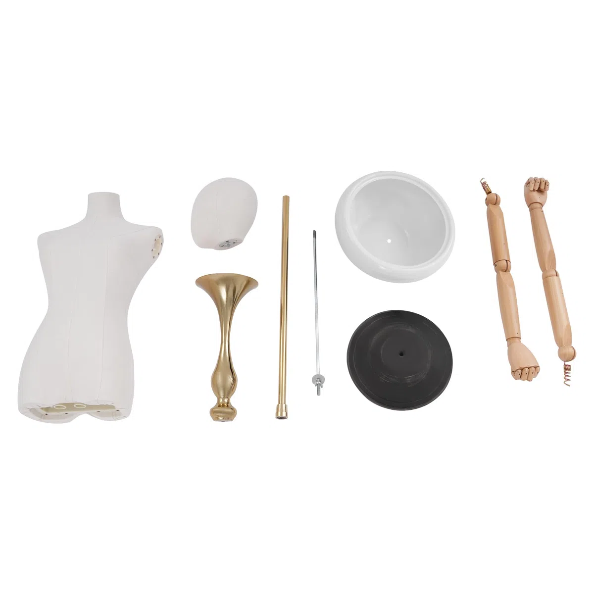 Mannequin de Couture Femme Réglable 140–200 cm, Buste de Couture sur Pied, Base Ronde en Bois, Robuste et Pratique, Idéal pour Boutique, Atelier et École de Mode (Base Blanc, Standard)
