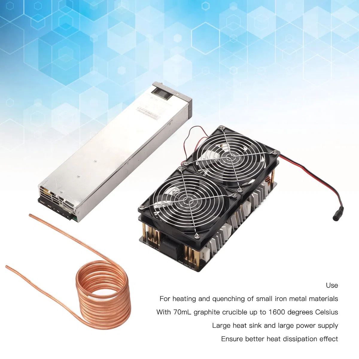 Dissipation Thermique Rapide de L'appareil de Chauffage par Induction DC12V-48V de 2500W ZVS pour Le Fer, Le Cuivre, l'or, l'argent, Le Matériel de Carte PCB en Aluminium (Prise