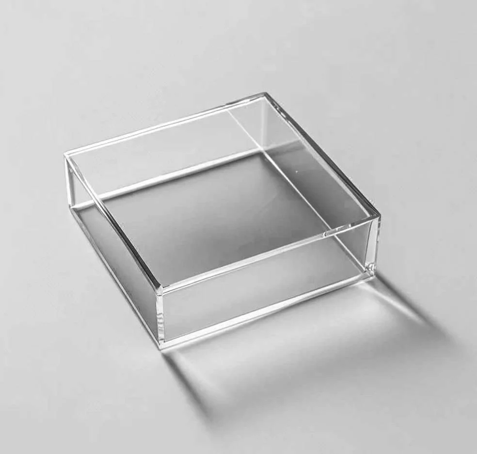 Plat carré en verre de quartz – Ensemble 1 pièce, idéal for une utilisation en laboratoire et en culture(200x200x50mm)