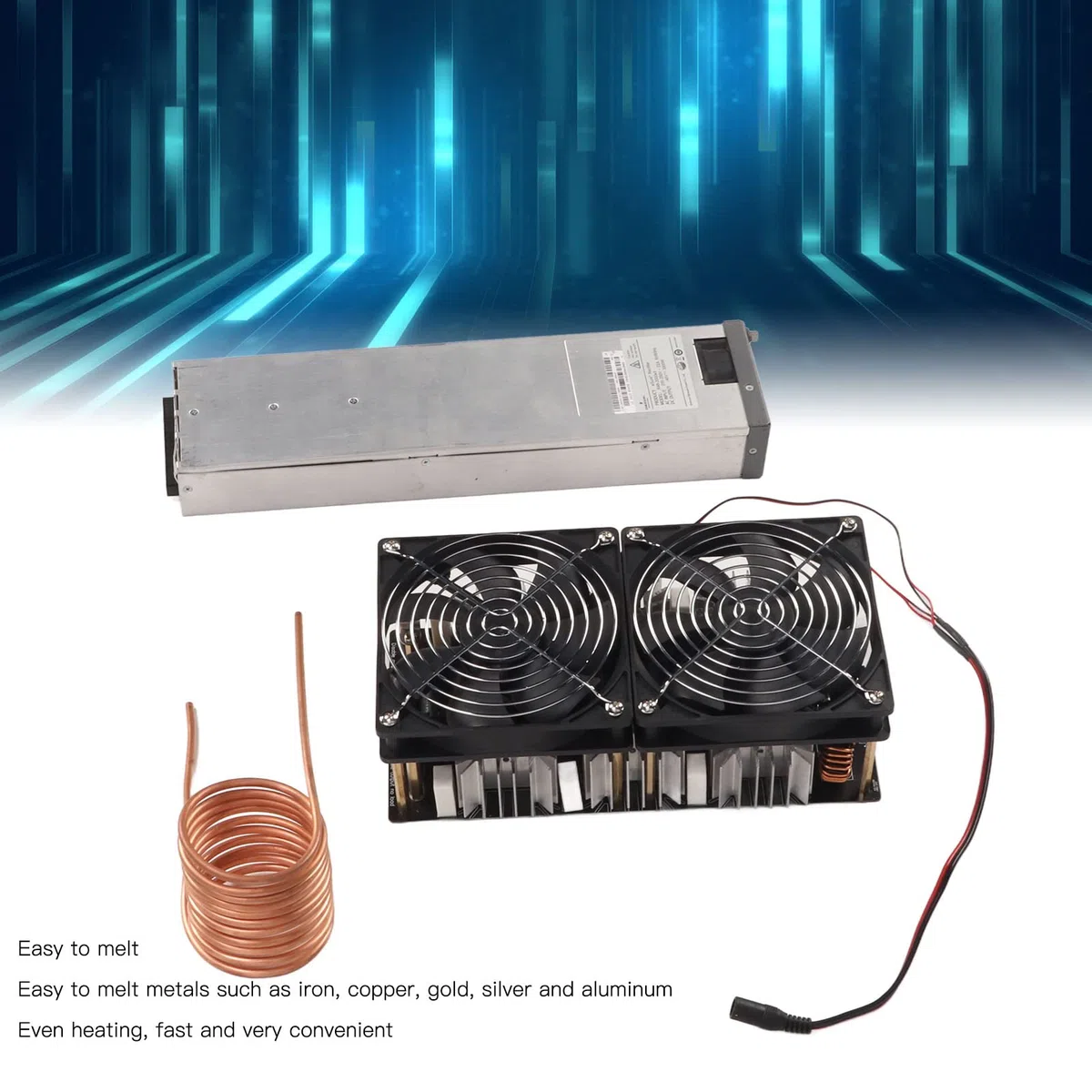Dissipation Thermique Rapide de L'appareil de Chauffage par Induction DC12V-48V de 2500W ZVS pour Le Fer, Le Cuivre, l'or, l'argent, Le Matériel de Carte PCB en Aluminium (Prise
