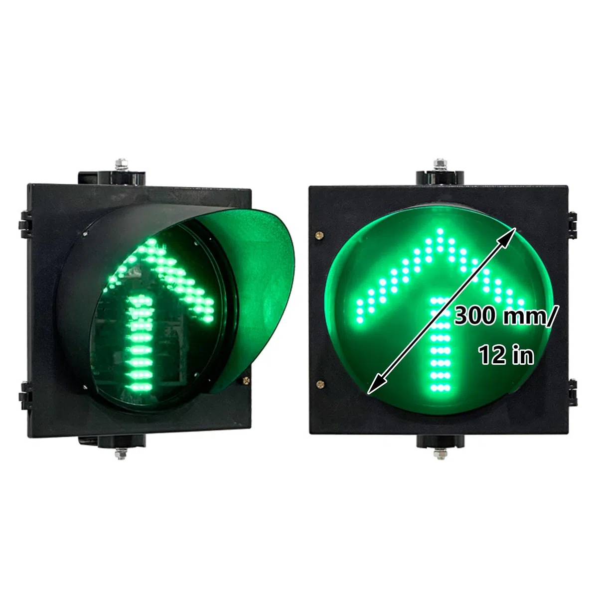 Feu De Circulation Vert, Feu De Signalisation Industriel, Lampe Témoin LED, avec Pare-Soleil, Adapté aux Parkings, Gares De Péage et Chantiers De Construction(30 cm/12 in)