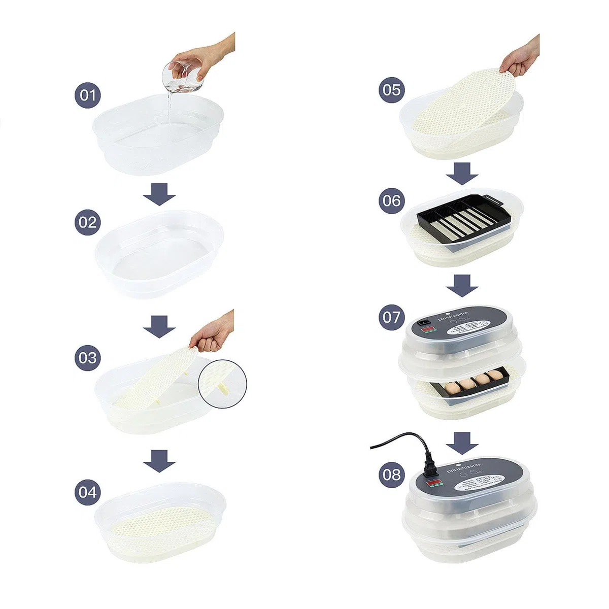 Incubateur Automatique Multifonctionnel pour œufs de Poules avec Couvercle Transparent et Contrôle de La Température