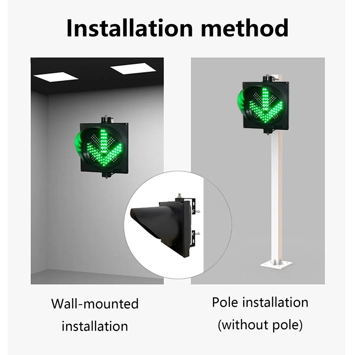 Feu De Circulation Vert, Feu De Signalisation Industriel, Lampe Témoin LED, avec Pare-Soleil, Adapté aux Parkings, Gares De Péage et Chantiers De Construction(30 cm/12 in)