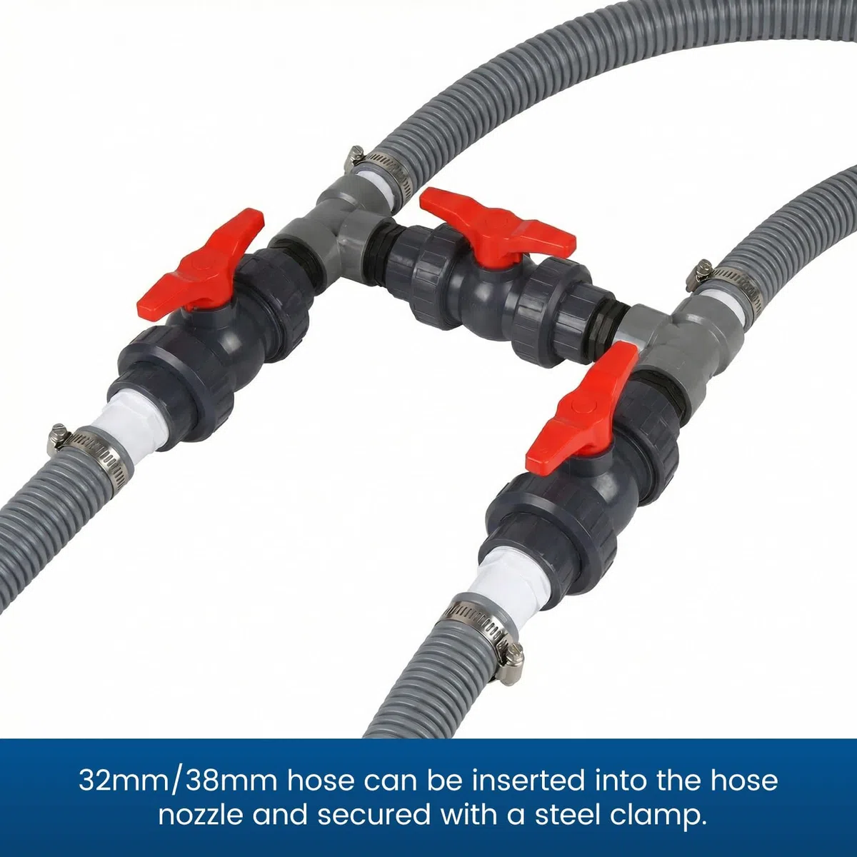 Pompe a Chaleur Piscine Kit Ø 32/38 mm Bypass Piscine Vanne Chauffage Solaire Piscine Hors Sol,Vanne 3 Voies Piscine Raccord