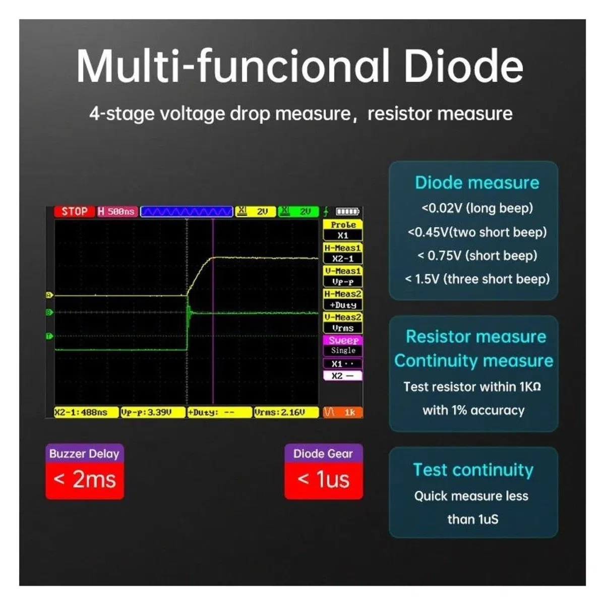 Oscilloscope numérique, DM40 3-en-1 multimètre numérique Oscilloscope générateur de Signal 50M taux d'échantillonnage outil automobile