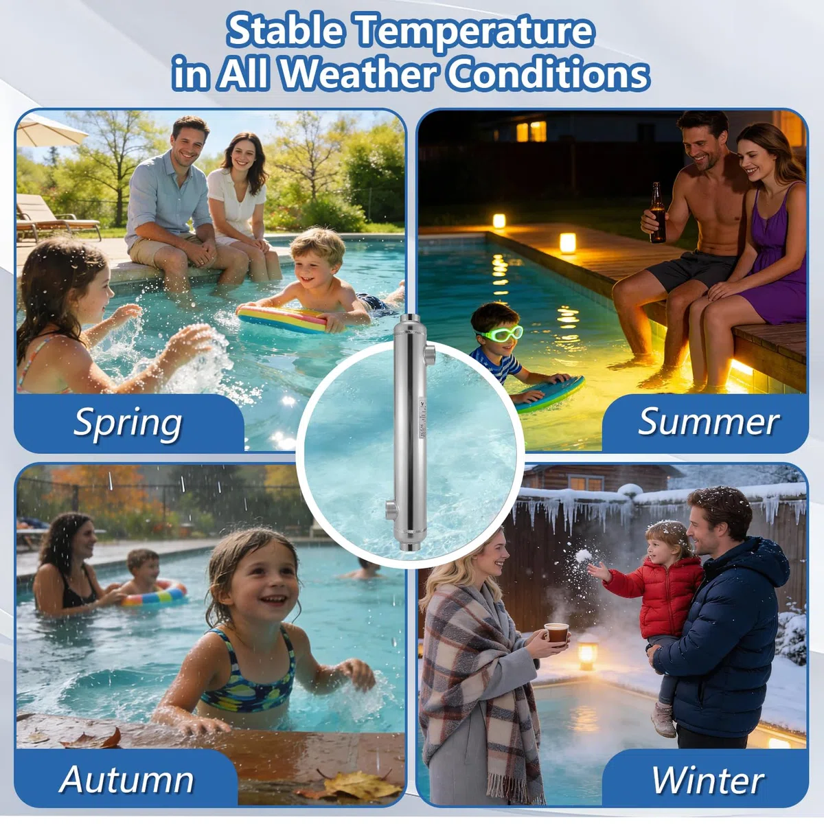 AB piscine Échangeur de chaleur en titane 55 000 au 000 BTU pour sel piscine/SPA/jacuzzi Chauffage, refroidissement Moteur Marine 155Kti