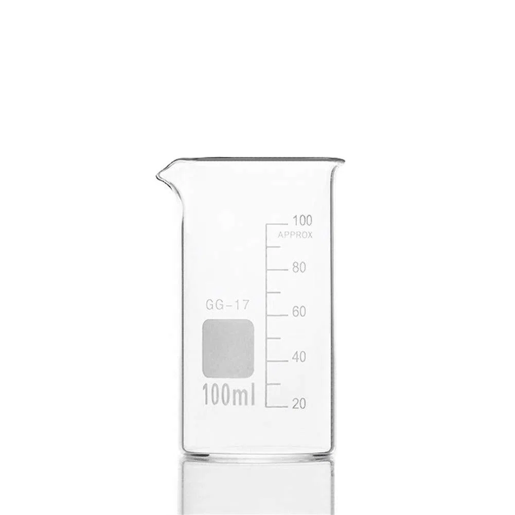 HMTE 10 béchers en Verre de 100 ML en Forme Haute pour Le Laboratoire de Chimie à l'échelle du Laboratoire mesurant Les Fournitures de Bureau pour l'éducation épaissie (capacité : 100 ML) (100 ML)