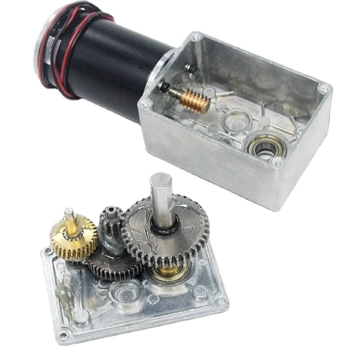 Moteur électrique à courant continu avec réducteur à vis sans fin à angle droit élevé, autobloquant, faible nombre de tours, 250 kg, réducteur en métal (MOTOR BRACKET,60R,24V)