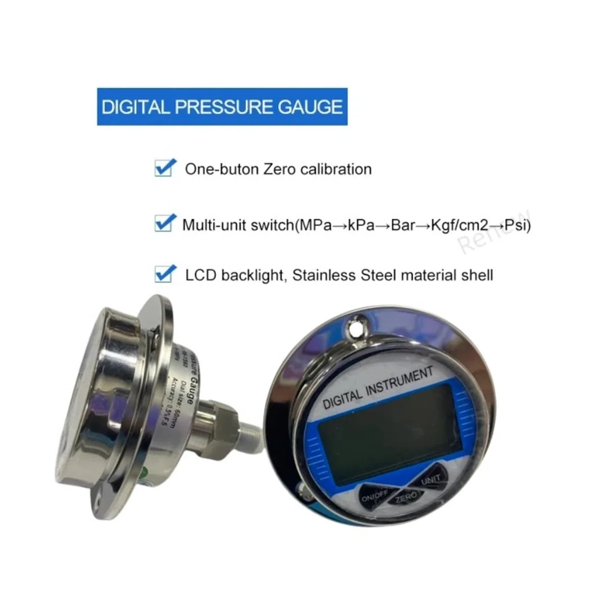 Manomètre numérique sans fil 10bar G1/4 Air liquide mazout eau manomètre de pression haute précision(Radial M20x1.5,-0.1~0~100MPa)